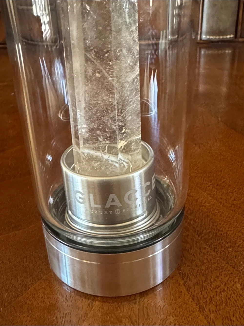 Glacce Crystal Clear Quartz Water Bottle with Sleeve - New!